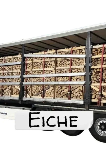 Brennholz –Eiche– Komplette Ladung auf Paletten (50 m³) mit einer Scheitlänge von 28 cm und 30 cm